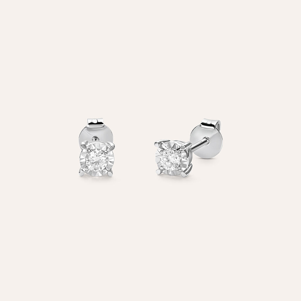 Orecchini Lobo Punto Luce Diamotion Oro Bianco Diamante