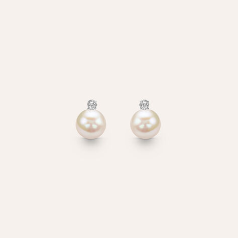 Orecchini Lobo Gold Pearls Oro Bianco Perla D'Acqua Dolce Diamante - Orecchini a Lobo Donna | Stroili