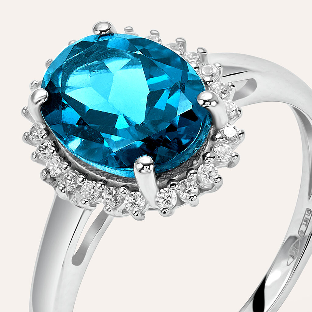 Anello Solitario Amélie Oro Bianco Topazio Cubic Zirconia