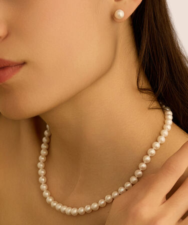 Collana Gabrielle Oro Bianco Perla D'Acqua Dolce