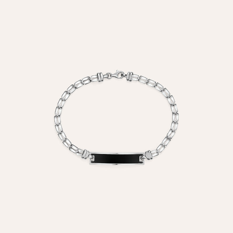 Bracciale Con Targhetta Gentleman Argento Rodiato - Bracciali con Incisione Uomo | Stroili