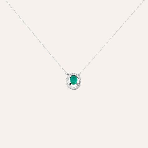 Collana Punto Luce Elizabeth Crown Oro Bianco Smeraldo Diamante - Collane Punto Luce Donna | Stroili
