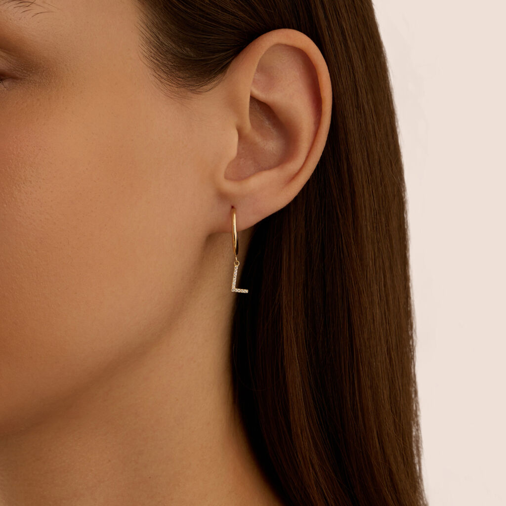 Mono Orecchino A Cerchio Toujours Oro Giallo Cubic Zirconia