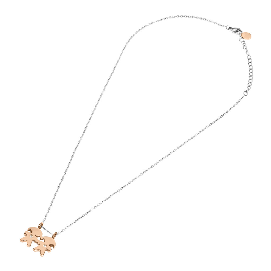 Collana Lady Chic Acciaio Bicolore Bianco / Rosa Cristallo - Collane Donna | Stroili