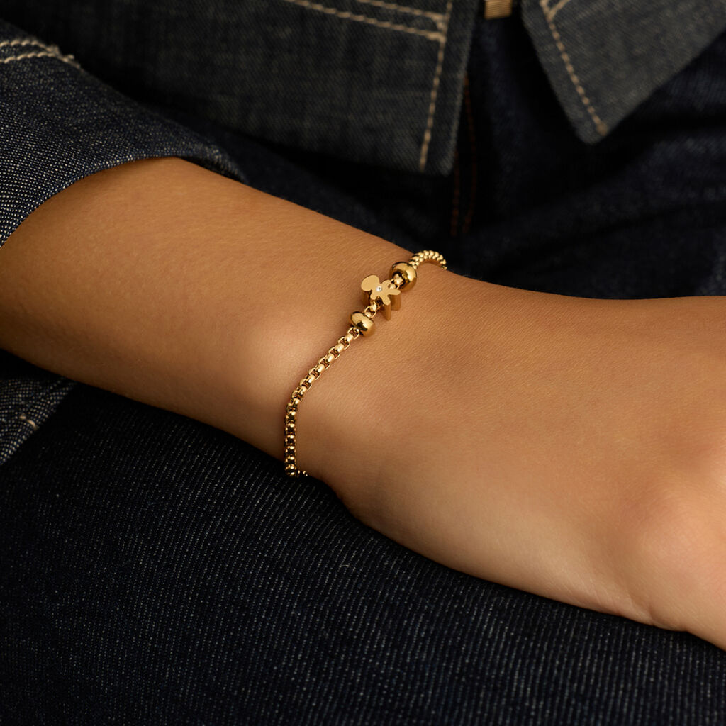 Bead Essential Code Acciaio Dorato Cristallo