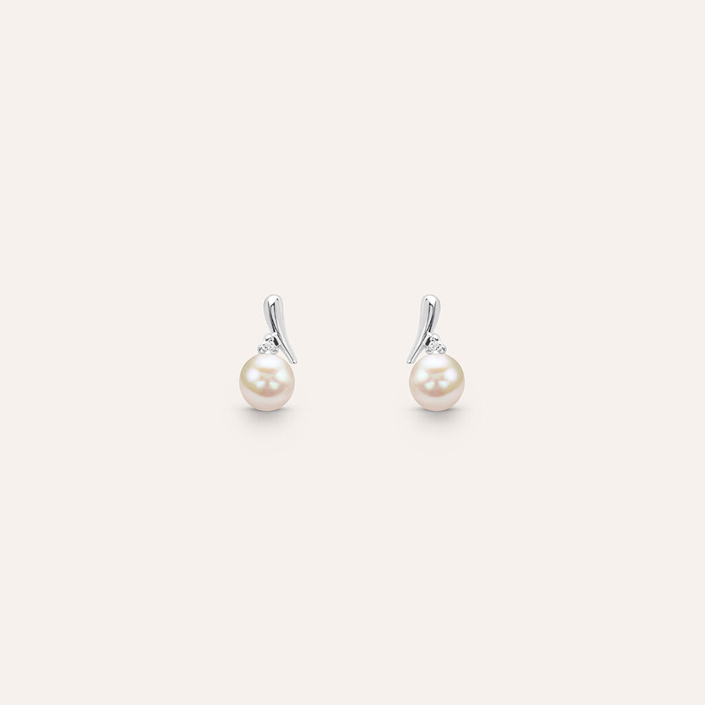 Orecchini Lobo Gold Pearls Oro Bianco Perla D'Acqua Dolce Diamante - Orecchini a Lobo Donna | Stroili