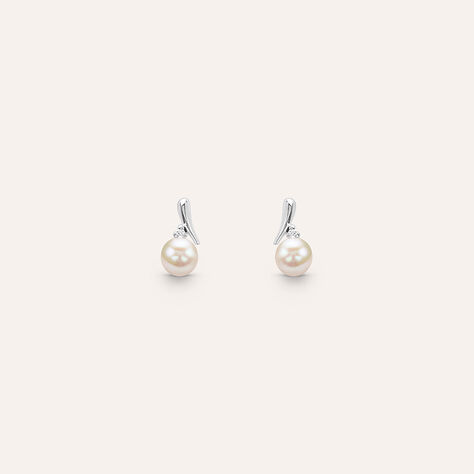 Orecchini Lobo Gold Pearls Oro Bianco Perla D'Acqua Dolce Diamante - Orecchini a Lobo Donna | Stroili