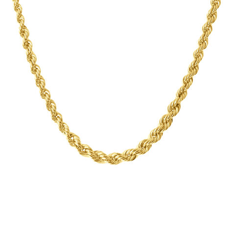 Collana In Oro Giallo 14k - Catena RO 6mm - Lunghezza 45-76 Cm, Peso 19g, Chiusura Moschettone