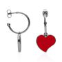 Orecchini cerchio con cuore pendente rosso