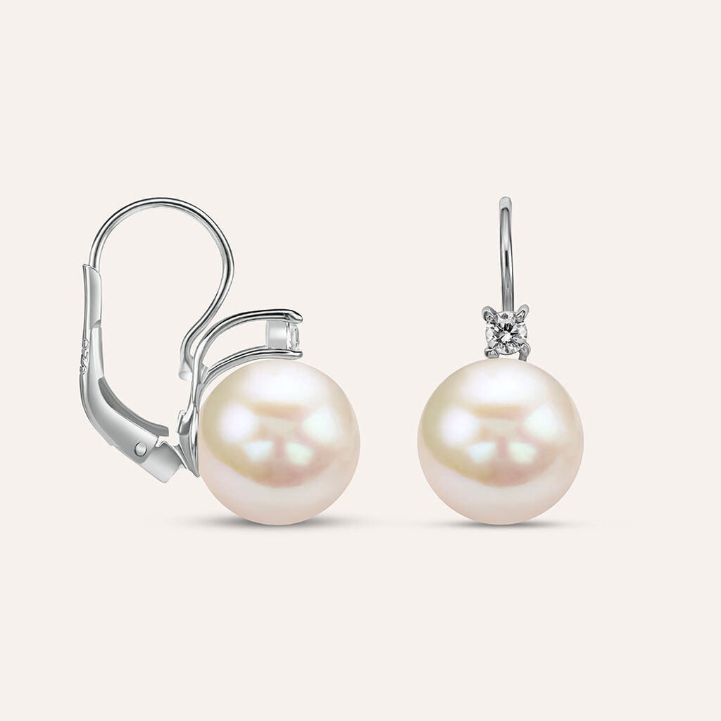 Orecchini Pendenti Silver Pearls Argento Rodiato Perla sintentica Cubic Zirconia - Orecchini Pendenti Donna | Stroili