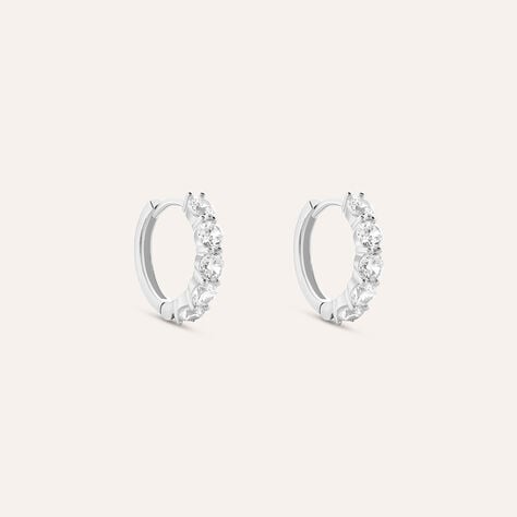 Orecchini A Cerchio Claire Oro Bianco Cubic Zirconia - Orecchini a Cerchio Donna | Stroili