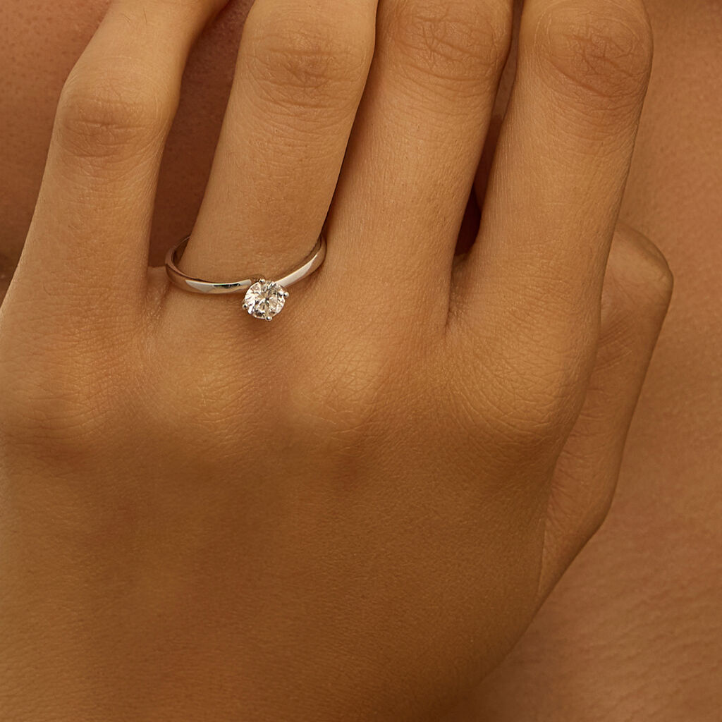 Anello Solitario Diamade Oro Bianco Diamante Lab-Grown