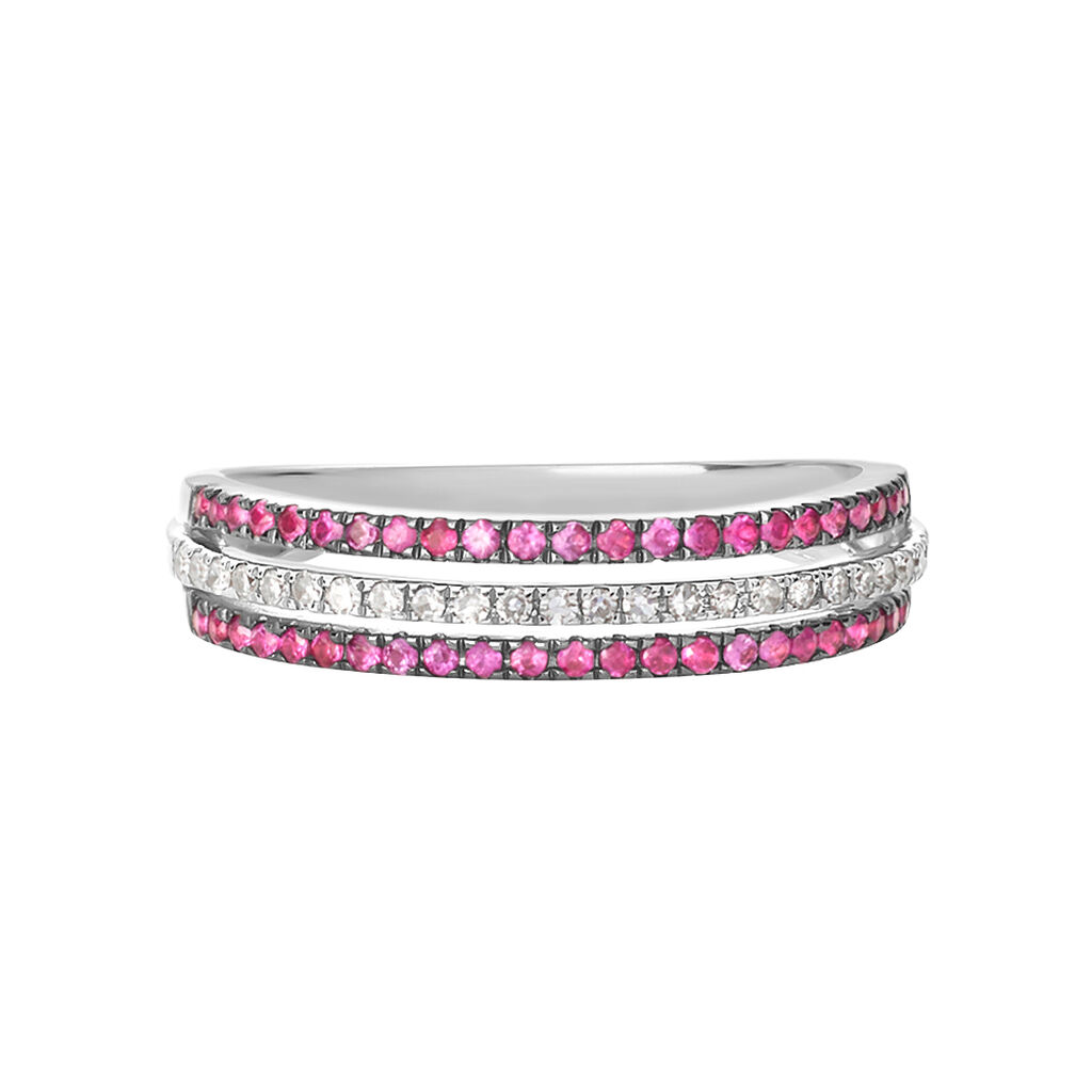 Anello Fascia Elizabeth Crown Oro Bianco Rubino Diamante - Anelli con Pietre Donna | Stroili