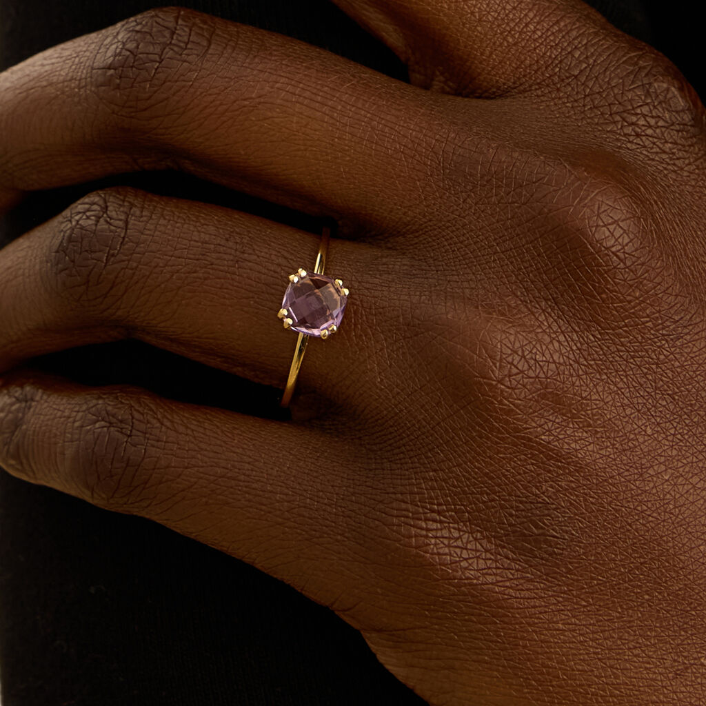 Anello Solitario Amélie Oro Giallo Ametista