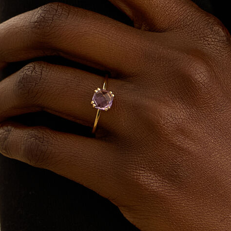 Anello Solitario Amélie Oro Giallo Ametista - Anelli con Pietre Donna | Stroili
