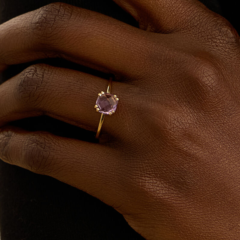 Anello Solitario Amélie Oro Giallo Ametista - Anelli con Pietre Donna | Stroili