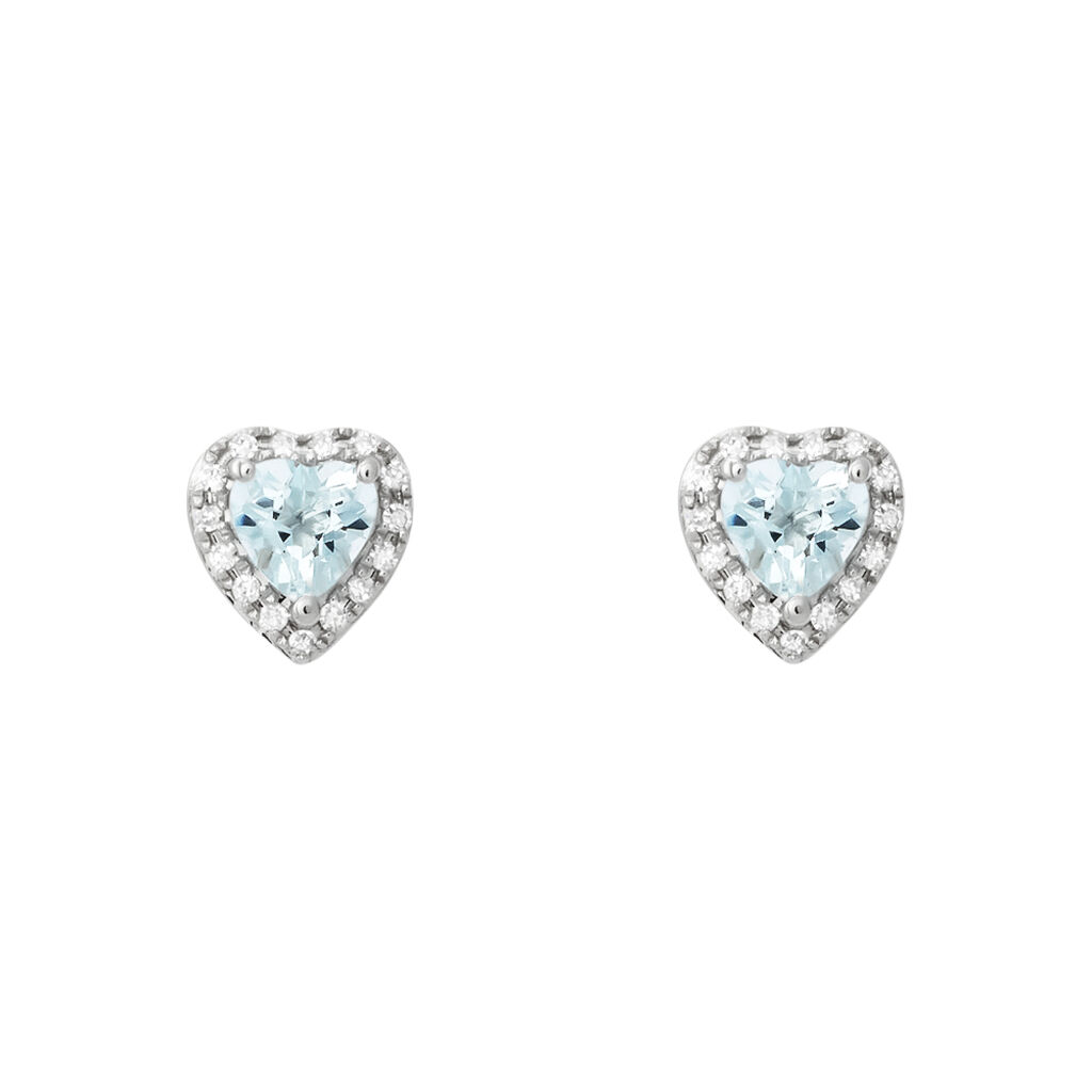 Orecchini Lobo Jasmine Oro Bianco Acquamarina Diamante - Orecchini a Lobo Donna | Stroili