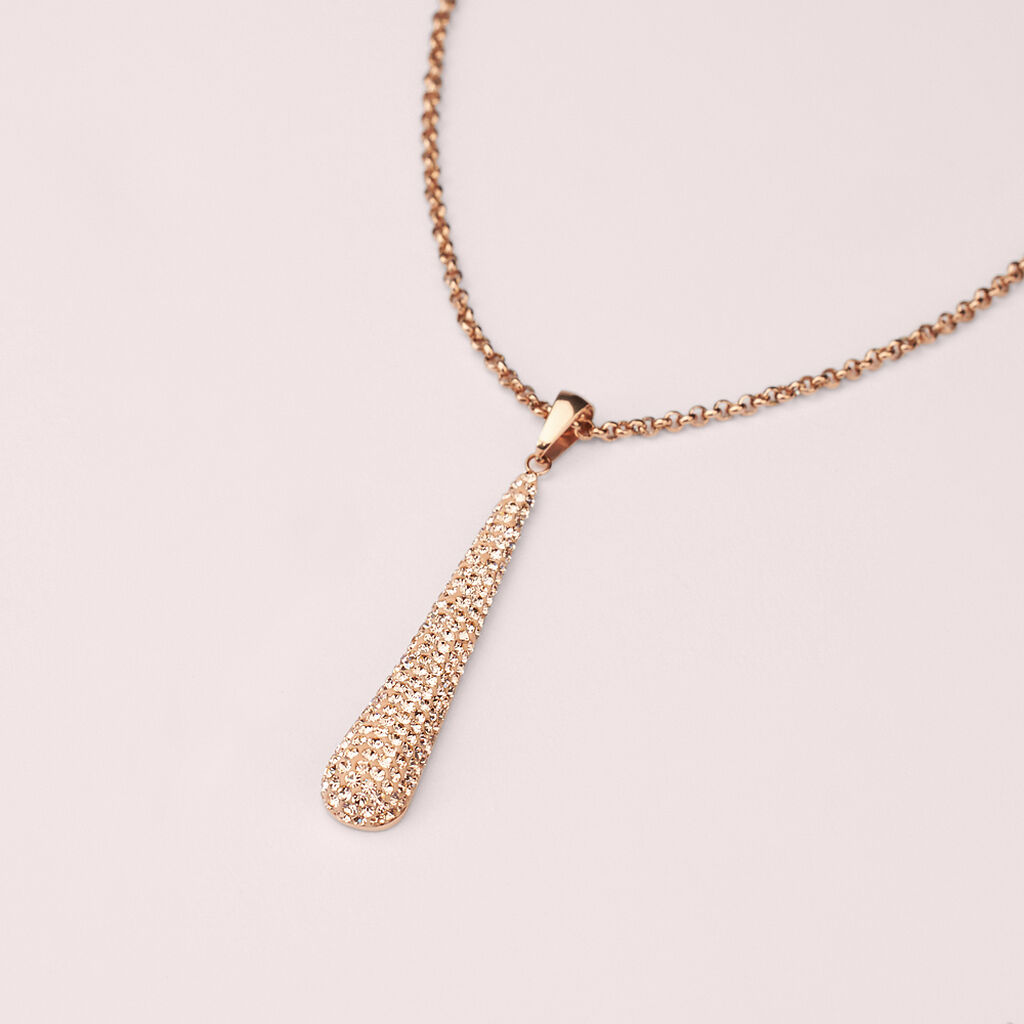 Collana Aura Acciaio Rosa Cristallo