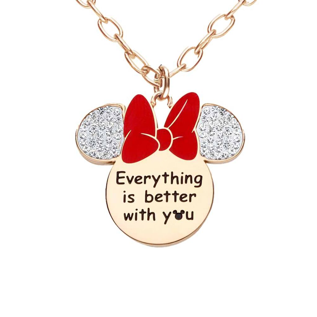 Collana Lady Message Acciaio Rosato Disney e Cristalli - Collane Donna | Stroili