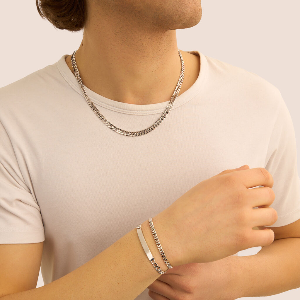 Bracciale Con Targhetta Gentleman Argento Rodiato - Bracciali con Incisione Uomo | Stroili