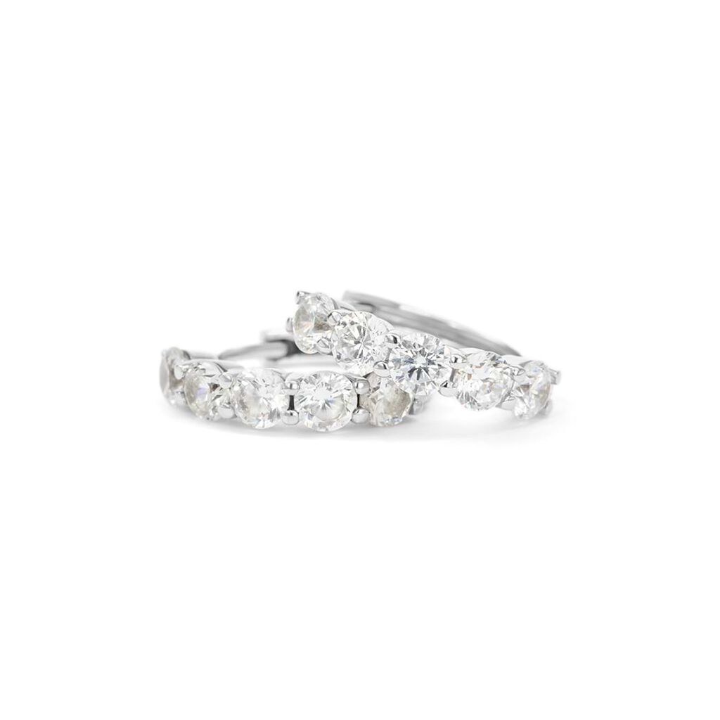 Orecchini A Cerchio Claire Oro Bianco Cubic Zirconia - Orecchini a Cerchio Donna | Stroili