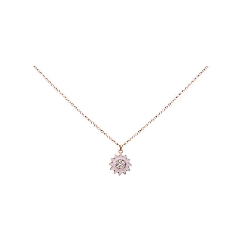Girocollo con ciondolo fiore rosa in acciaio rosato e strass - Collane Donna | Stroili