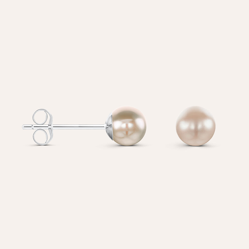 Orecchini Lobo Gabrielle Oro Bianco Perla D'Acqua Dolce - Orecchini a Lobo Donna | Stroili