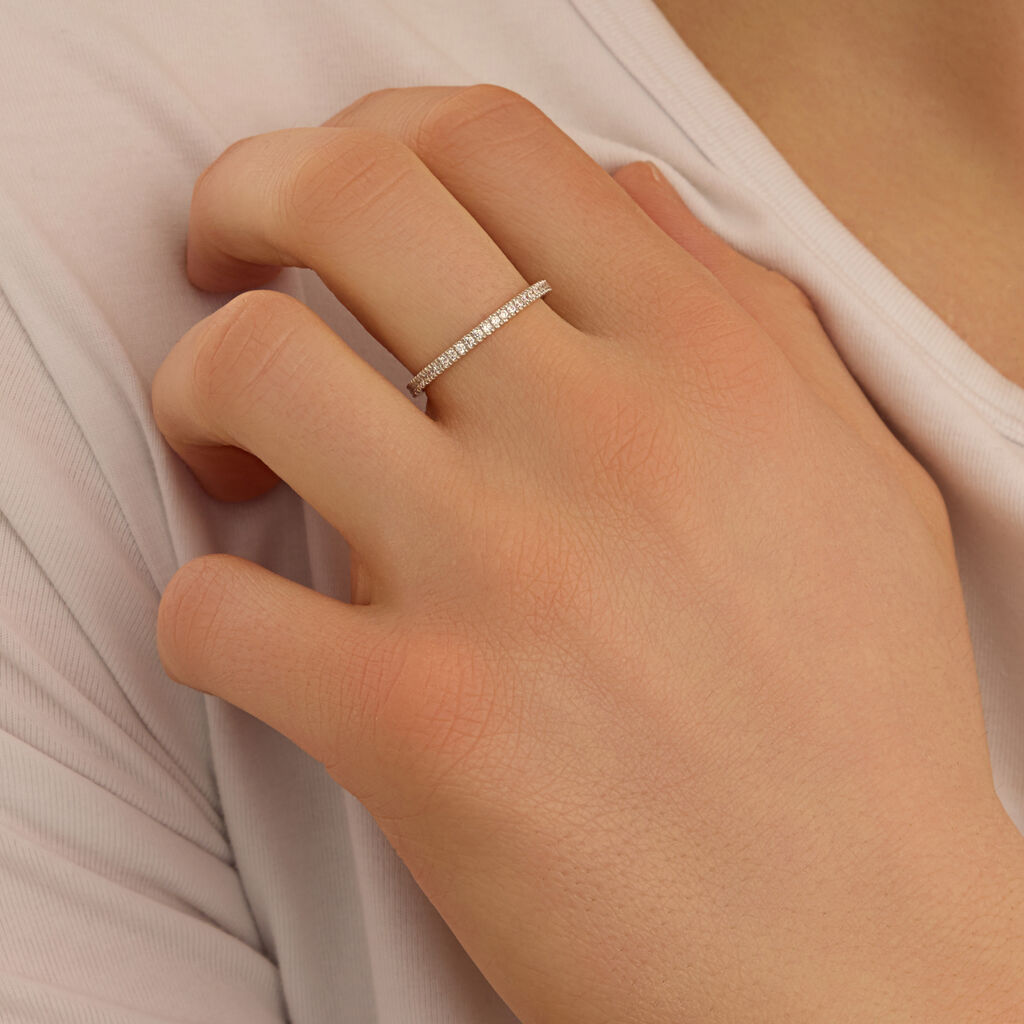 Anello Eternity L'homme Or Oro Bianco Cubic Zirconia