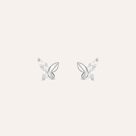 Orecchini Lobo Bon Ton Oro Bianco Cubic Zirconia - Orecchini a Lobo Donna | Stroili