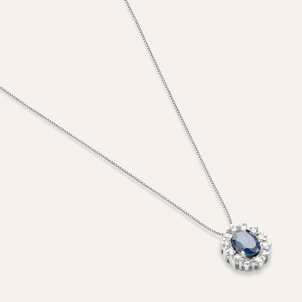 Collana Elizabeth Crown Oro Bianco Zaffiro Diamante - Collane Donna | Stroili