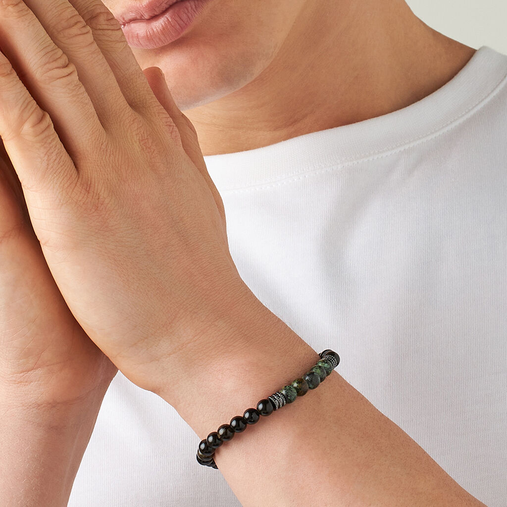 Bracciale Man Code Ottone Nero Turchese Ossidiana