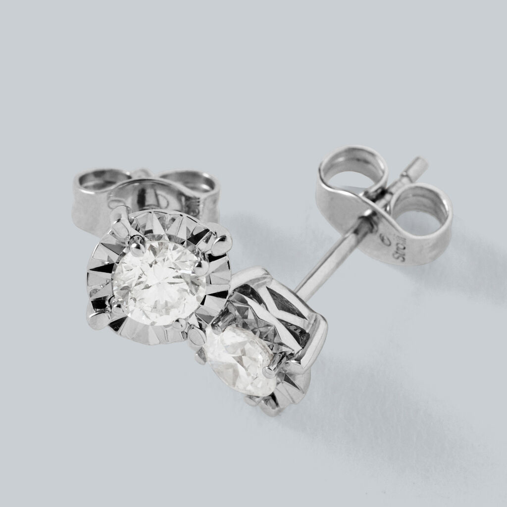 Orecchini Lobo Punto Luce Diamotion Oro Bianco Diamante - Orecchini a Lobo Donna | Stroili