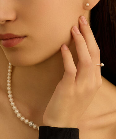 Anello Fantasia Gabrielle Oro Bianco Perla D'Acqua Dolce Cubic Zirconia