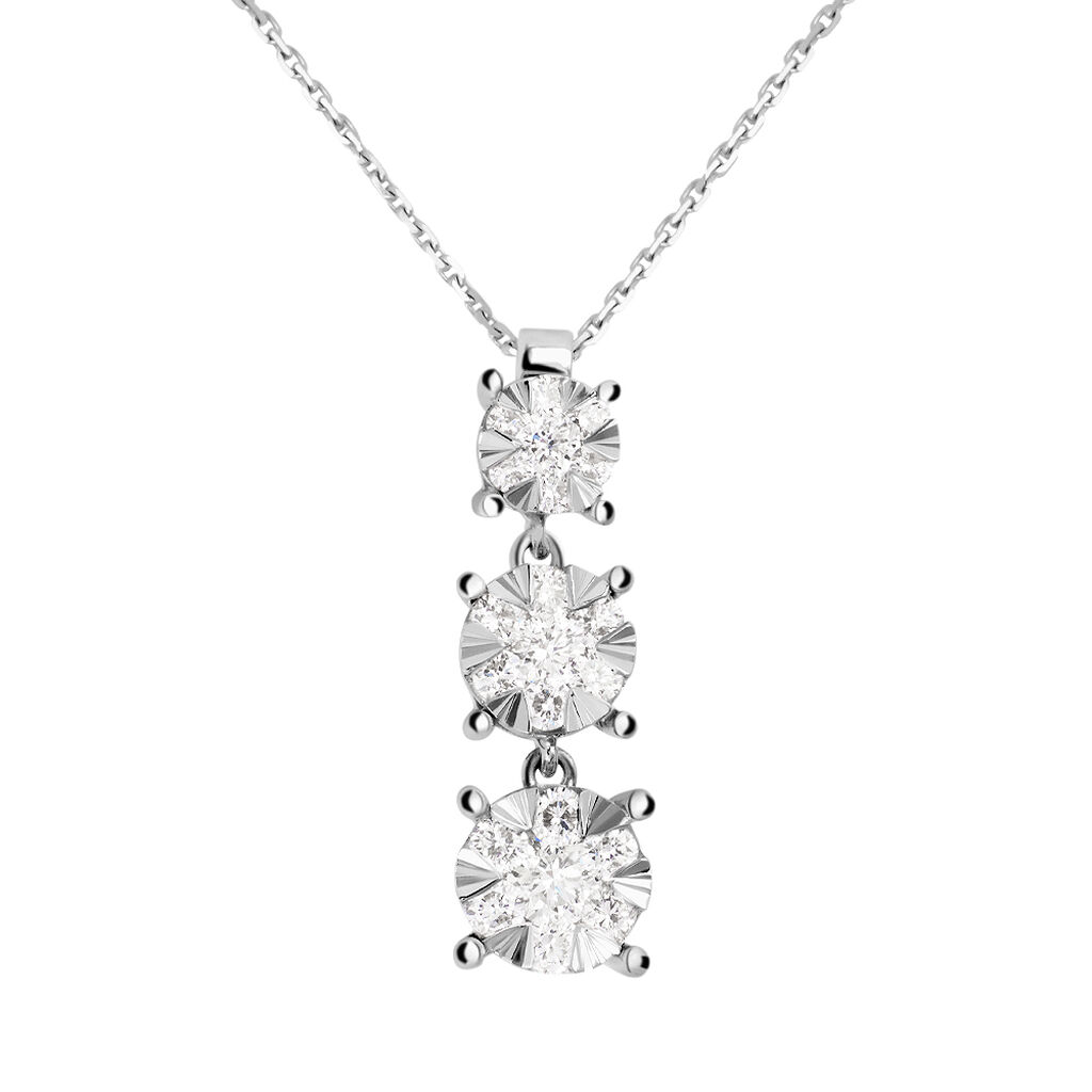 Collana Trilogy Petali Oro Bianco Diamante - Collane Donna | Stroili