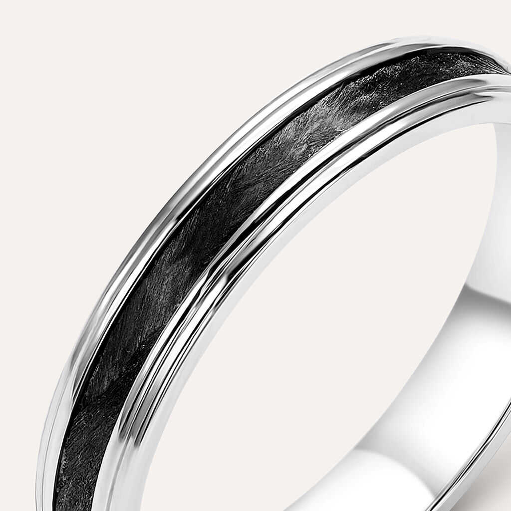 Fede Classica Carbonio 3.5 mm Oro Bianco - Anelli con Incisione Uomo | Stroili