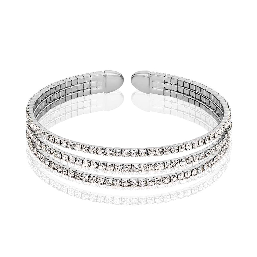 Bangle in metallo rodiato e strass
