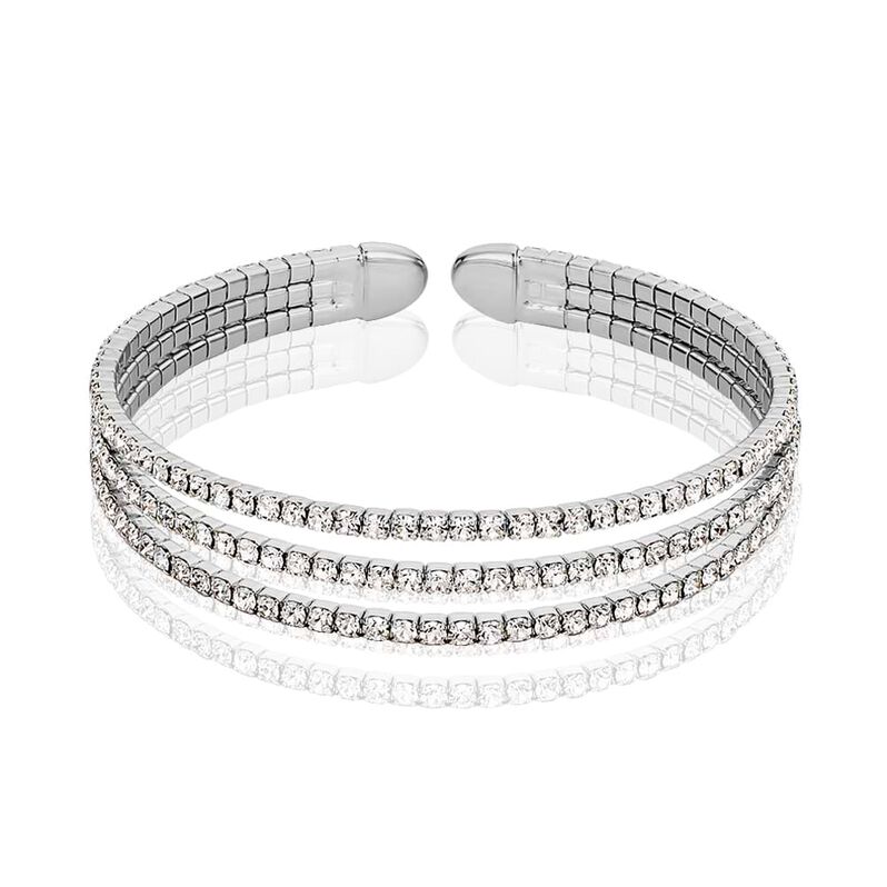 Bangle in metallo rodiato e strass - Bracciali Donna | Stroili
