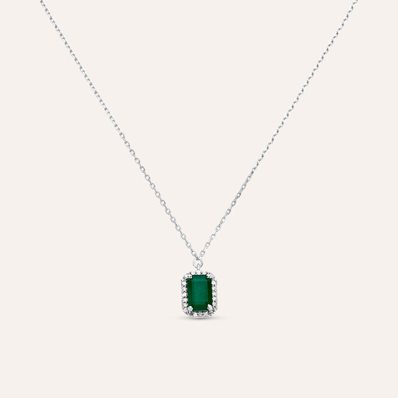 Collana Charlotte Oro Bianco Smeraldo Diamante - Collane Donna | Stroili
