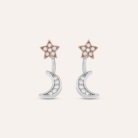 Orecchini Lobo Silver Moments Argento Bicolore Bianco / Rosa Cubic Zirconia - Orecchini a Lobo Donna | Stroili