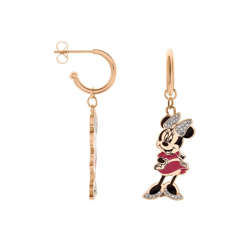 Orecchini Pendenti Mickey Mouse & Friends Acciaio Rosa Cristallo - Orecchini Pendenti Donna | Stroili