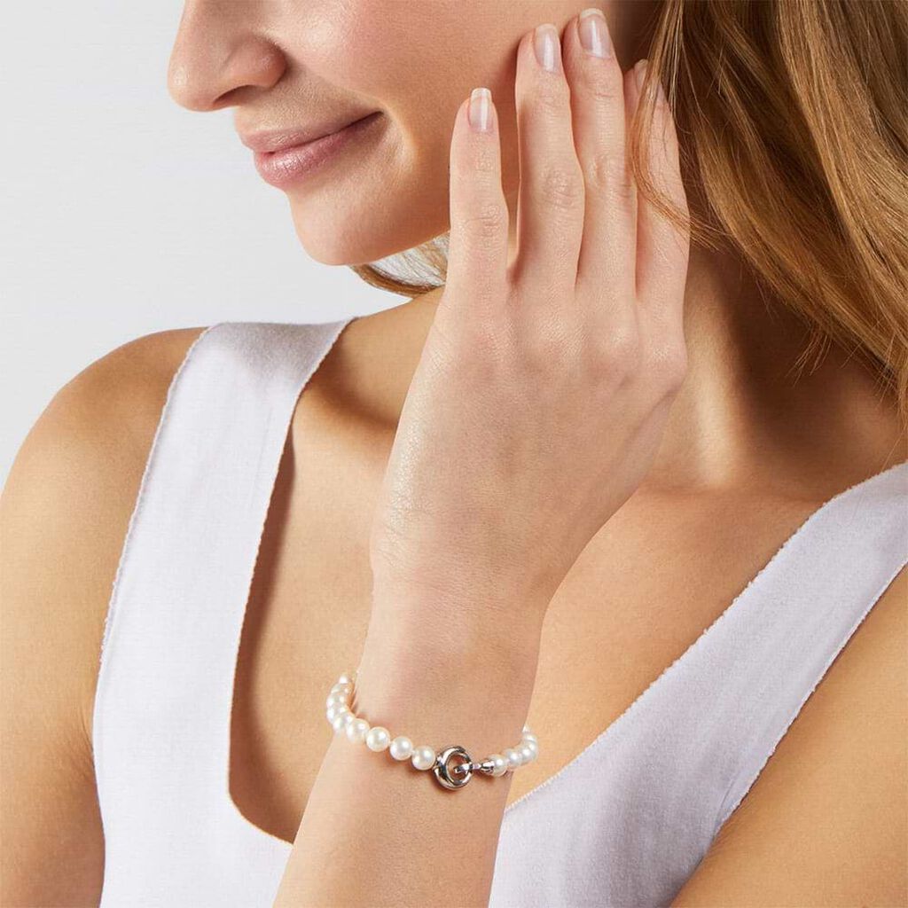 Bracciale Gabrielle Oro Bianco Perla D'Acqua Dolce Cubic Zirconia - Bracciali Donna | Stroili