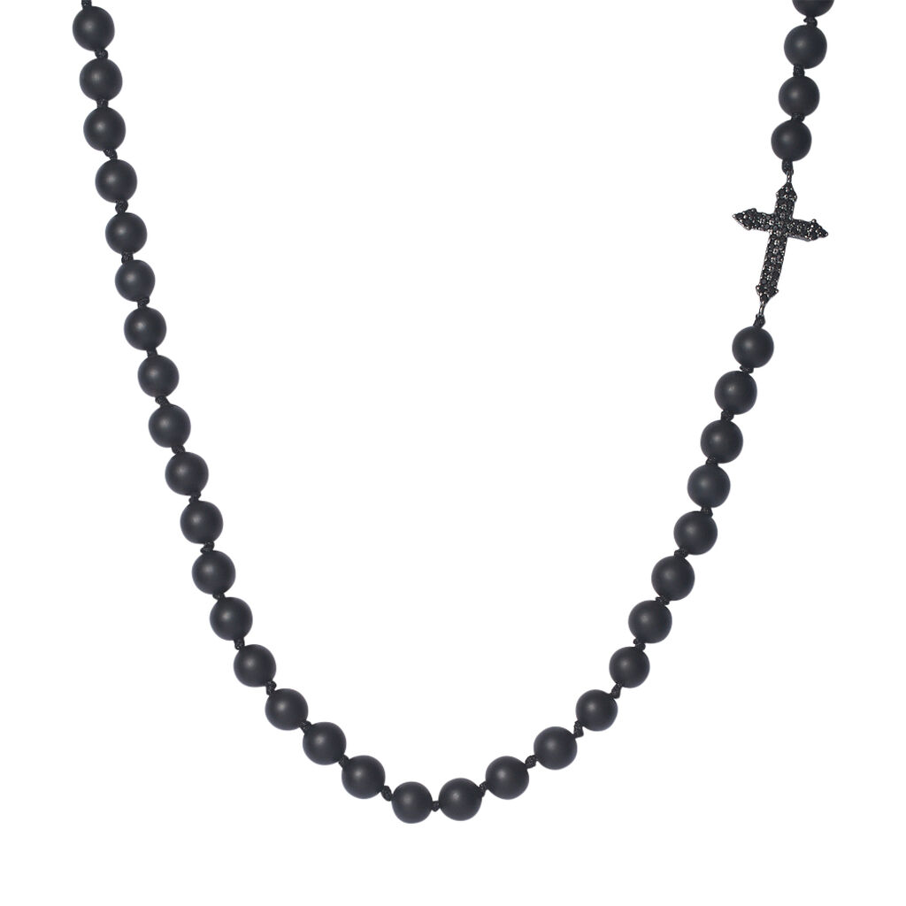 Collana Man Code Metallo Nero Cubic Zirconia Agata Nera - Collane Uomo | Stroili