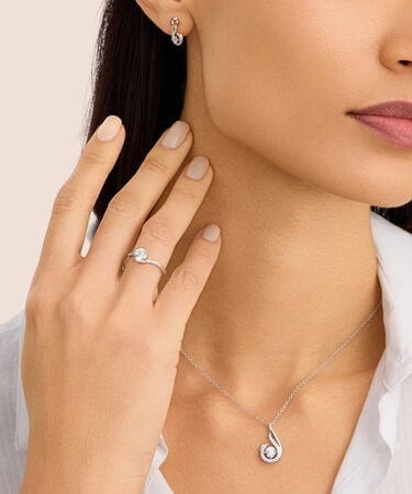Orecchini Lobo Silver Elegance Argento Rodiato Cubic Zirconia
