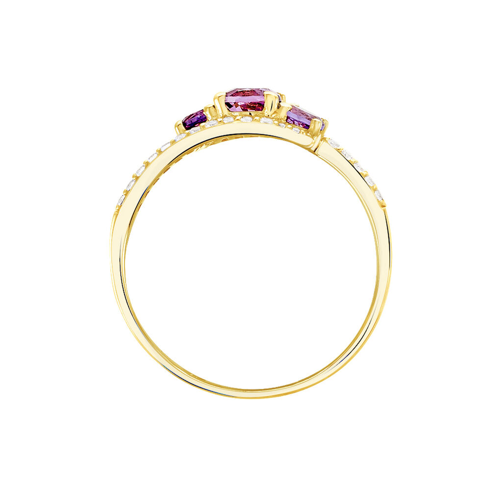 Anello Trilogy Am&eacute;lie Oro Giallo Ametista Cubic Zirconia
