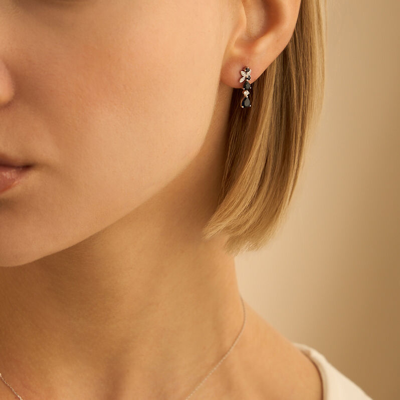 Orecchini Pendenti Charlotte Oro Bianco Zaffiro Diamante - Orecchini Pendenti Donna | Stroili