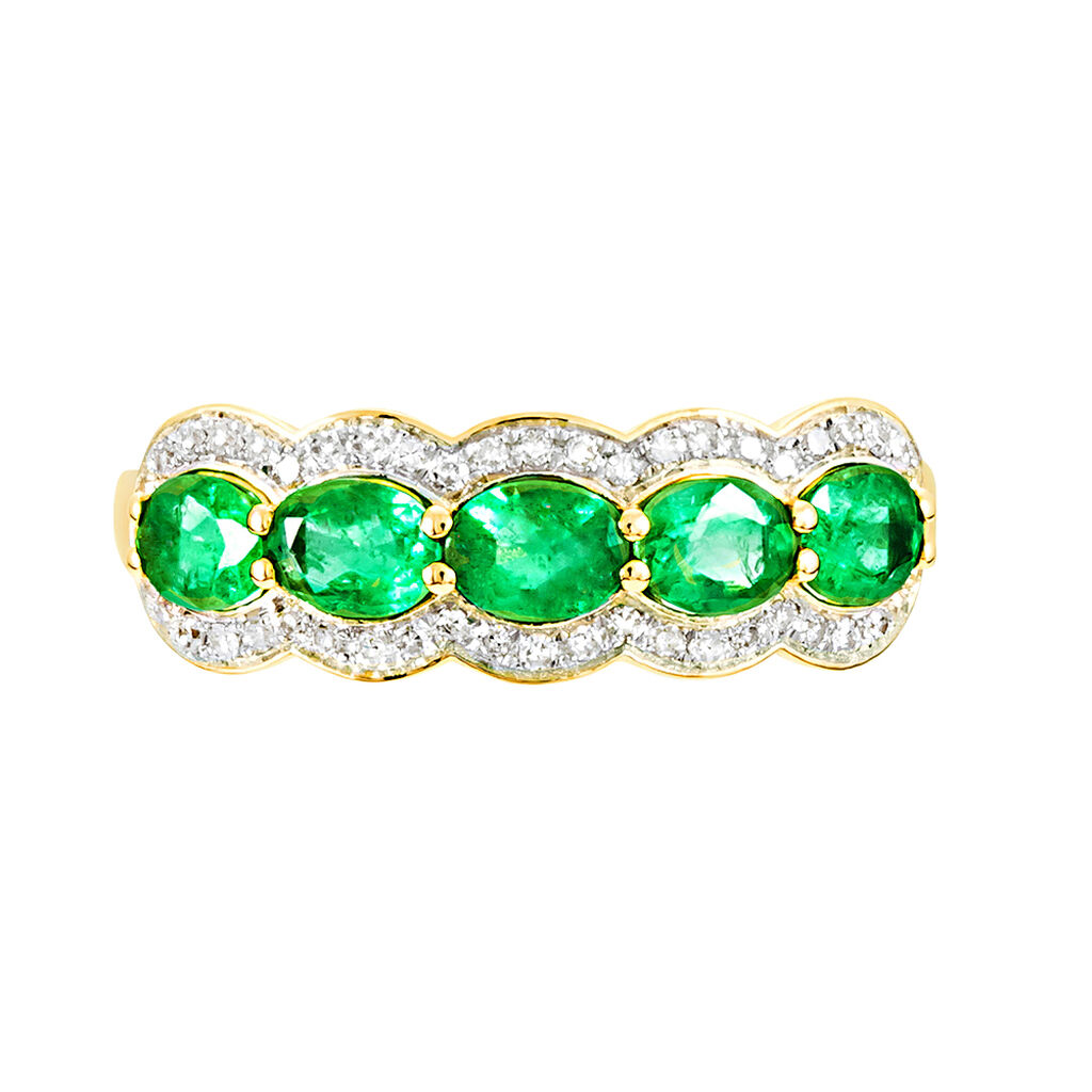 Anello Fascia Charlotte Oro Giallo Smeraldo Diamante - Anelli con Pietre Donna | Stroili