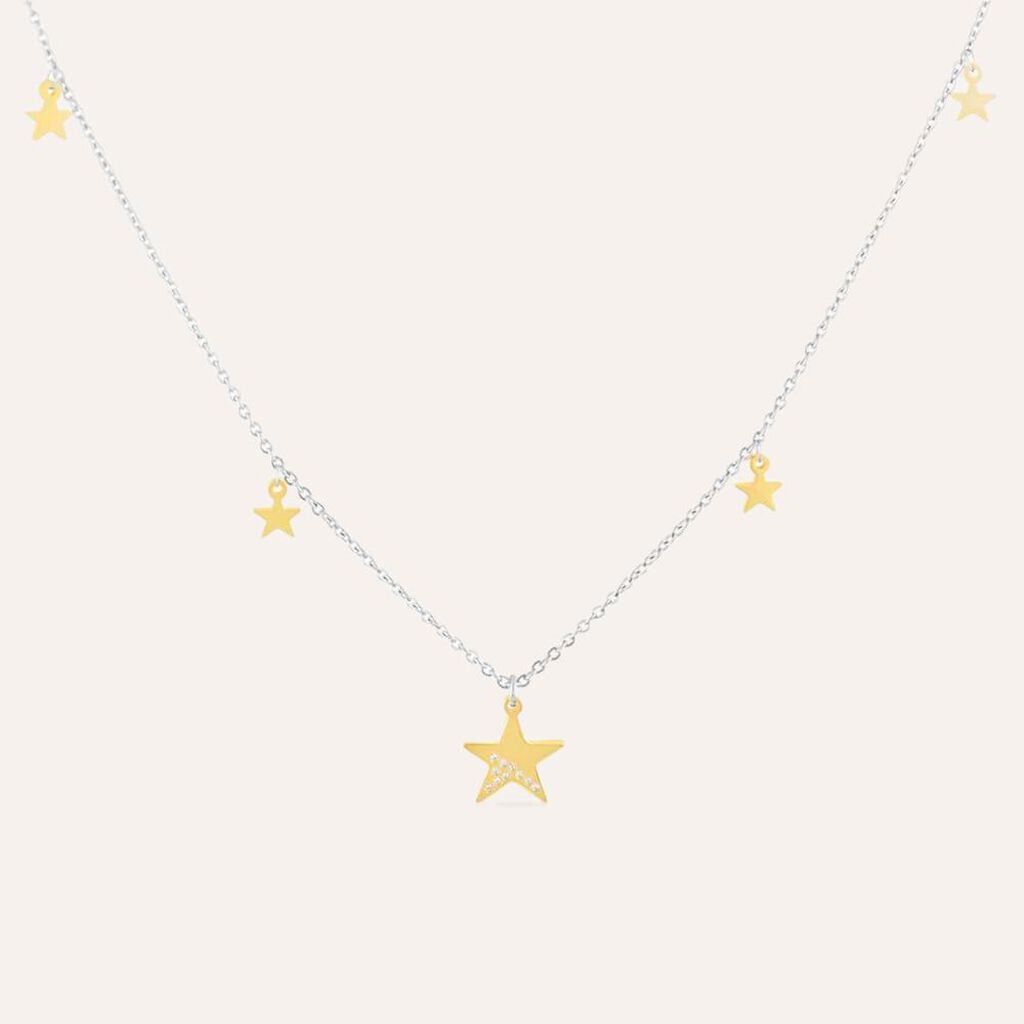 Collana Lady Chic Acciaio Bicolore Stella e Cristalli