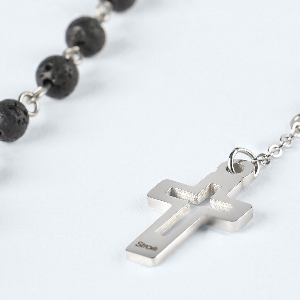 Collana Rosario Man Code Acciaio Pietra lavica