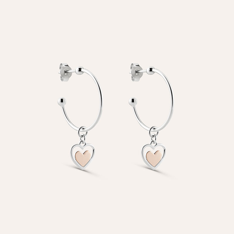 Orecchini A Cerchio Silver Collection Argento Bicolore Bianco / Rosa - Orecchini a Cerchio Donna | Stroili