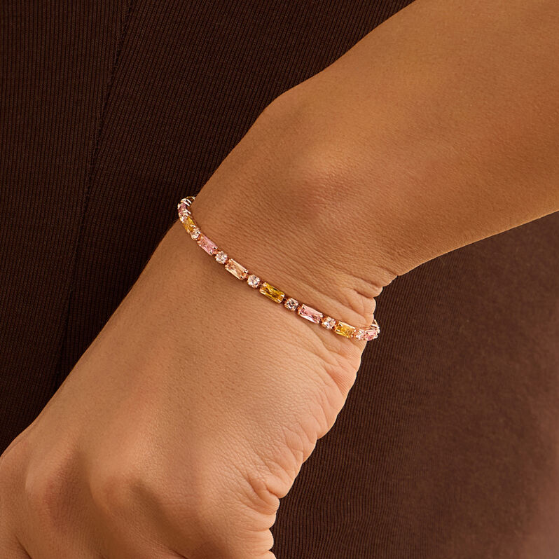 Bracciale Tennis Romantic Shine Ottone Rosa Cristallo - Bracciali Tennis Donna | Stroili
